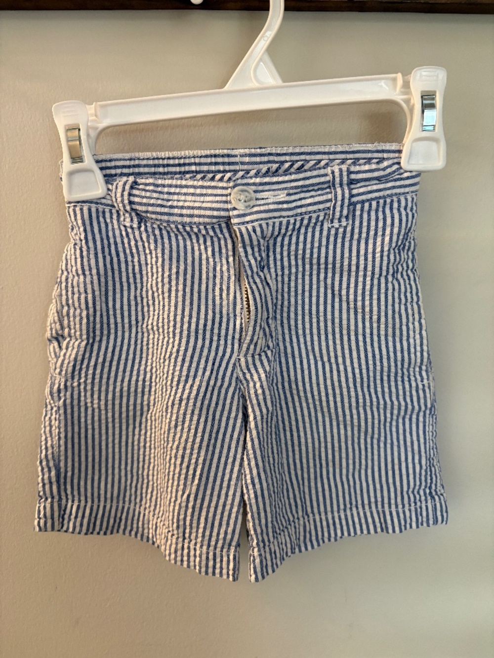 J. Khaki Boys Seersucker Shorts 3T Navy Stripe Zip Fly Classic Preppy
